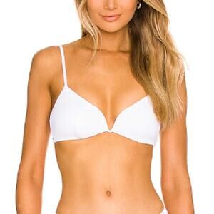 NWT L*Space Women's White Helena Bikini Top Size S